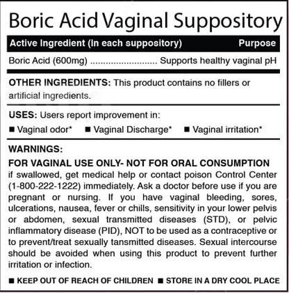 N'More Boric Acid Vaginal Suppositories - 30 Count, 600mg - 100% Pure Made in USA N'MoreBuy Supplements Australia