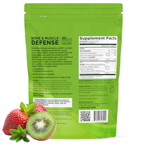 Bone & Muscle Defense Stick Pack | HMB + Leucine Amino Blend for Muscle Support | Protein Growth & Strength Formula for Women & Men | Fertility & Energy Support | Convenient On-the-Go Supplement GREEN VALLEY NATURALSBuy Supplements Australia