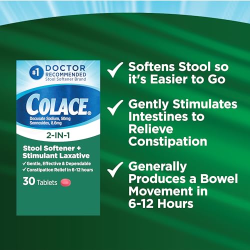 Colace 2-In-1 Stool Softener & Stimulant Laxative Tablets, Gentle Constipation Relief in 6-12 Hours ColaceBuy Supplements Australia