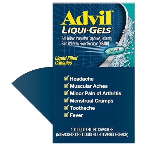 Advil Liqui-Gels Pain Reliever and Fever Reducer, Pain Medicine for Adults with Ibuprofen 200mg for Headache, Backache, Menstrual Pain and Joint Pain Relief - 50x2 Liquid Filled Capsules AdvilBuy Supplements Australia