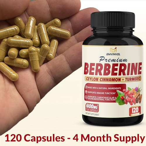 BMVINVOL Premium Berberine HCl 6-in1 Equivalent 6100mg - 120 Capsules - Plus Ceylon BMVINVOLBuy Supplements Australia