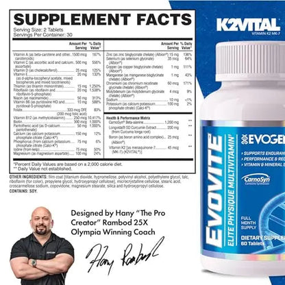 Evogen Evovite - Elite Physique Multivitamin for Women & Men | Advanced Formula for Endurance, Recovery, & Joint Health | Evogen