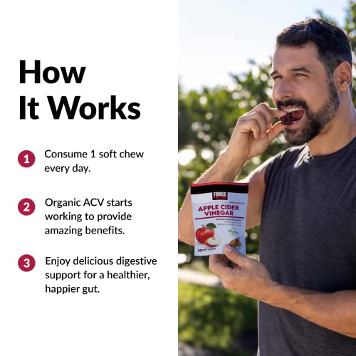 Force Factor Organic Apple Cider Vinegar Soft Chews for Digestion and Metabolism Support Force FactorBuy Supplements Australia