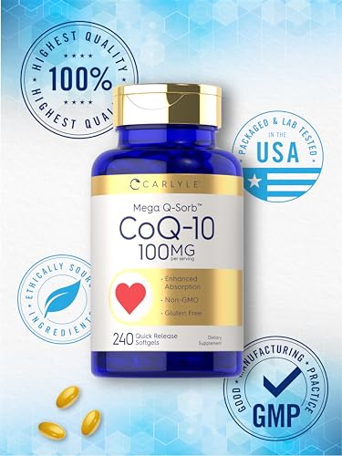 Carlyle CoQ10 100mg | 240 Softgels | Mega Q-Sorb Coenzyme Q-10 | with Black Pepper CarlyleBuy Supplements Australia