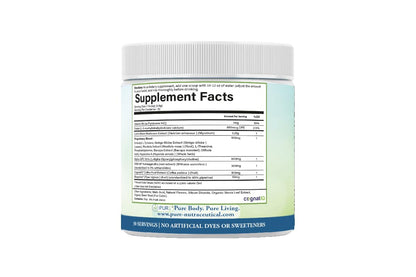 PURE® Healthy Brain Nootropic Powder - 30 Servings - 1.25g Lion’s Mane, 600mg Alpha-GPC & KSM-66® Ashwagandha - Cognitive Support for Memory, Focus & Stress Relief - 147 Grams, Strawberry Flavor! PUREBuy Supplements Australia