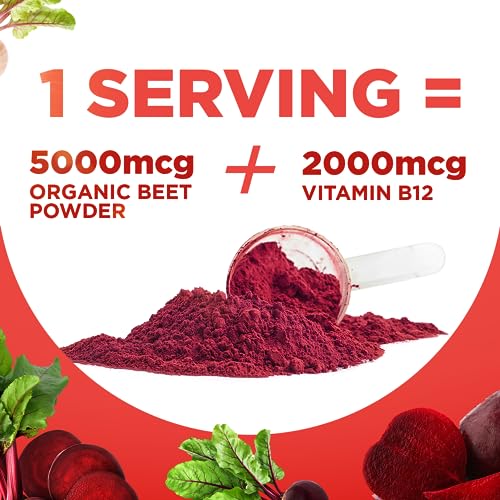 selfevolve Beet12 - Organic Beet Root Powder Enhanced with Vitamin B12, Nitric Oxide Booster, Beet Juice Powder Support Natural Energy, Beet Powder with Black Cherry Flavor, 30 Servings