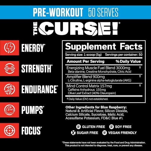 JNX SPORTS The Curse! Pre Workout Powder - Blue Raspberry 50 Servings | Preworkout JNX SPORTSBuy Supplements Australia