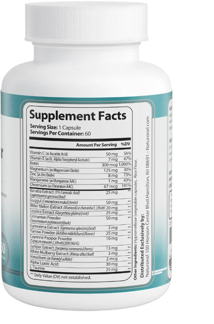 Naturonel Blood Sugar Formula – Metabolic Support with Cinnamon, Banaba, Bitter Melon, Guggul, Licorice, Gymnema, Juniper, Alpha Lipoic Acid & Chromium | Made in USA, GMP Certified NaturonelBuy Supplements Australia