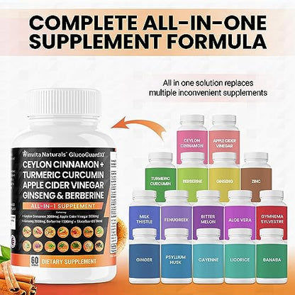 Ceylon Cinnamon 3000mg Apple Cider Vinegar 3000mg Turmeric 2000mg Panax Ginseng Winvita NaturalsBuy Supplements Australia