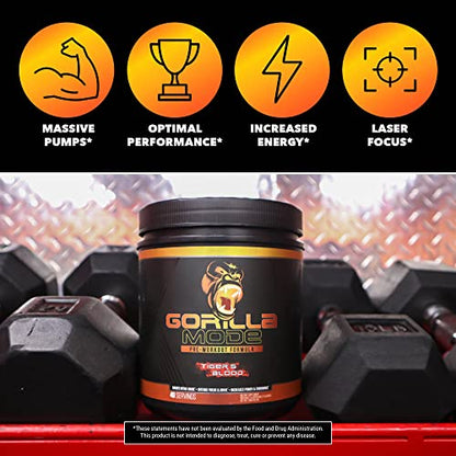 Gorilla Mode Pre Workout - Massive Pumps · Laser Focus · Energy · Power - L-Citrulline Gorilla MindBuy Supplements Australia