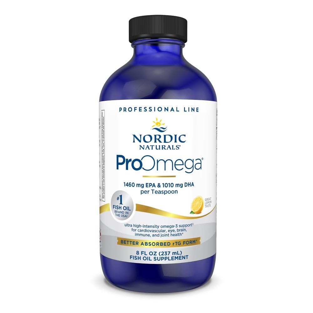 Nordic Naturals ProOmega Liquid, Lemon Flavor - 8 oz - 2840 mg Omega-3 - High Potency Fish Oil with EPA & DHA - Promotes Brain, Eye, Heart, & Immune Health - Non-GMO - 48 Servings Nordic NaturalsBuy Supplements Australia