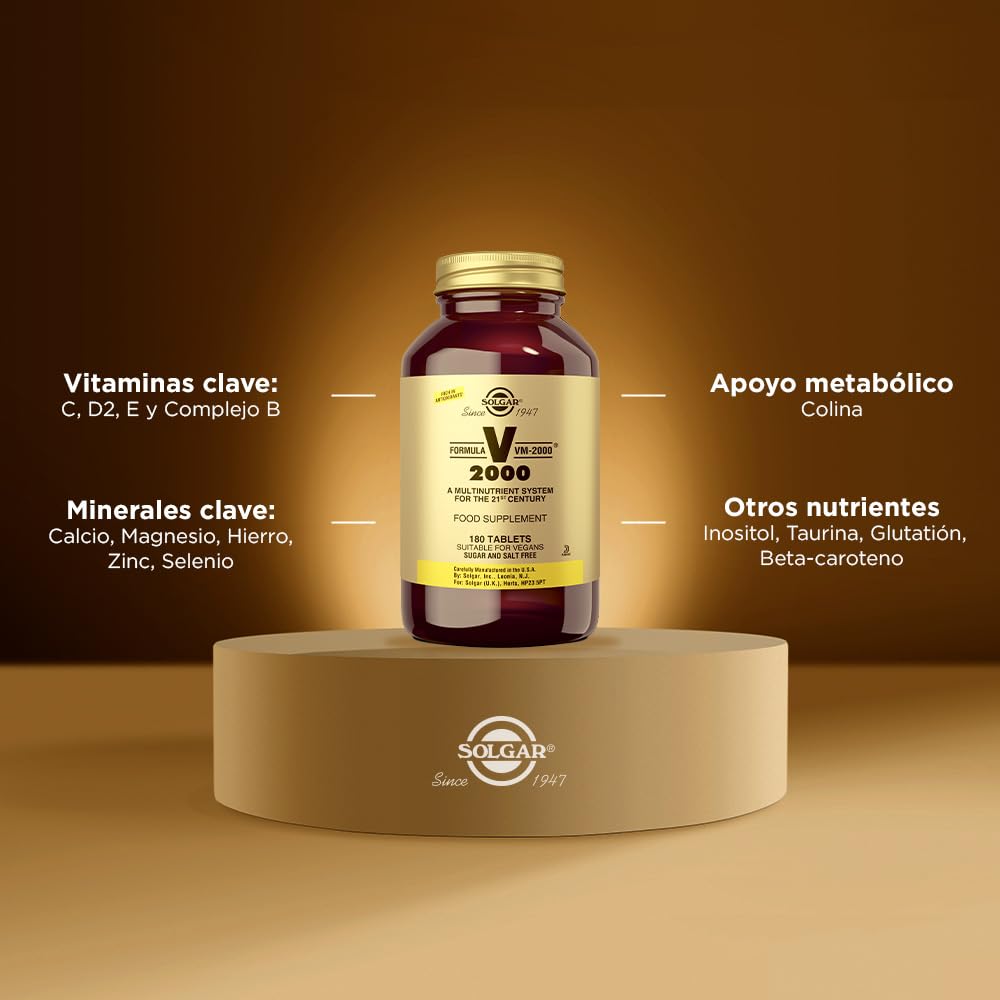 Solgar Formula VM-2000 (Multinutrient System), 180 Tablets - Premium Quality Multiple - Contains Zinc - Supports A Healthy Immune System - Vegan, Dairy Free, Kosher - 90 Servings SolgarBuy Supplements Australia