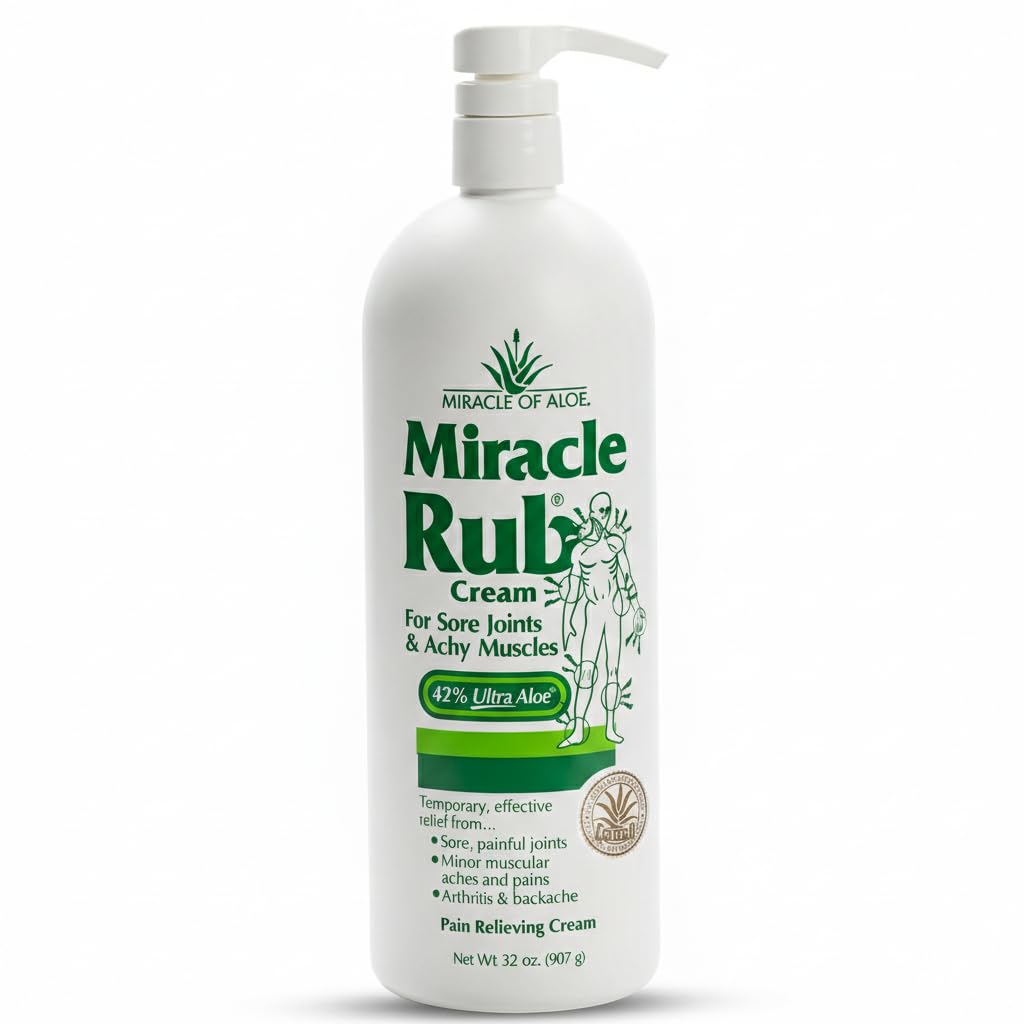 Miracle of Aloe Miracle Rub Pain Relieving Cream 32 oz, Fast & Effective Relief for Arthritis, Muscle, and Joint Pain - Maximum Strength UltraAloe Formula, Topical Analgesic Miracle of AloeBuy Supplements Australia