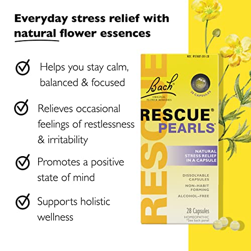 Bach RESCUE PEARLS, Natural Orange Vanilla Flavor, Natural Stress Relief, Homeopathic Flower Essence RESCUEBuy Supplements Australia