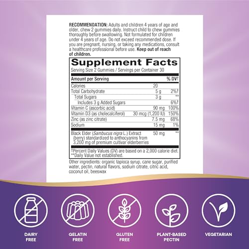 Nature's Way Sambucus Elderberry Immune Gummies, Daily Immune Support Nature's WayBuy Supplements Australia