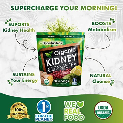 Opportuniteas Organic Kidney Detox Tea- Matcha Green Tea, Cranberry, Lemon & Ginger OpportuniteasBuy Supplements Australia