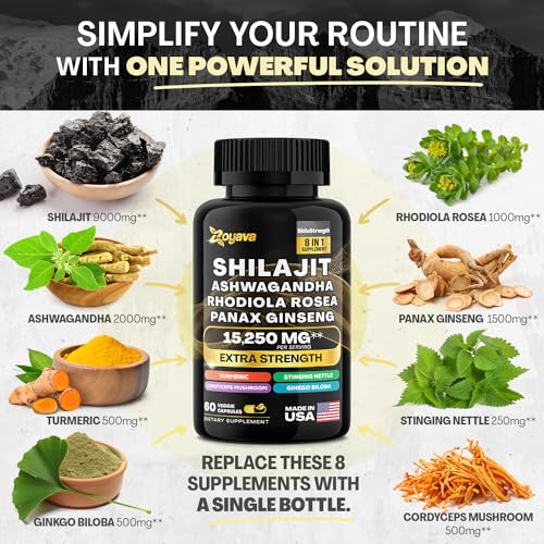 Zoyava Shilajit Pure Himalayan 9000MG,Energy Booster Ashwagandha 2000MG ZoyavaBuy Supplements Australia