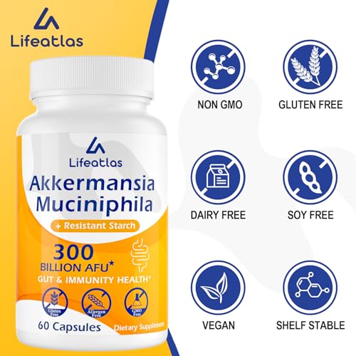 300 Billion AFU Akkermansia Muciniphila - Live Akkermansia Probiotics for Women & Men LifeatlasBuy Supplements Australia