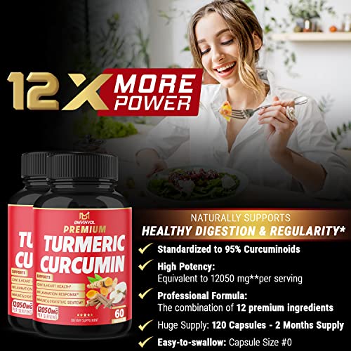 (2 Packs) Premium Turmeric Curcumin Supplement 12050mg with Ginger, Apple Cider Vinegar BMVINVOLBuy Supplements Australia