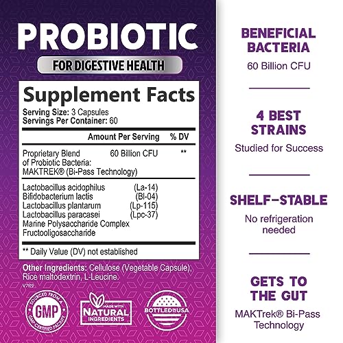 Probiotics, 60 Billion CFU per Serving, Probiotic with Prebiotics for Digestive & Immune Health Nature's NutritionBuy Supplements Australia
