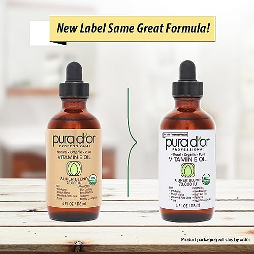 PURA D'OR 4 Oz ORGANIC Vitamin E Oil Blend 70,000 IU - 100% Natural Hexane Free, Sweet Almond PURA D'ORBuy Supplements Australia