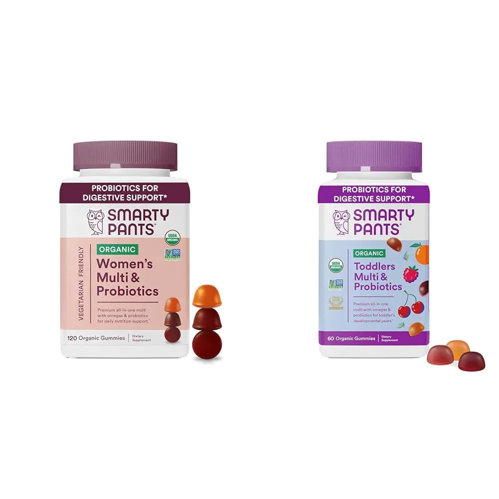 SmartyPants Organic Women's and Toddler Multivitamin Gummies with Probiotics, Omega 3, Vitamins D3, B12, C, A, K, Zinc and More SmartyPantsBuy Supplements Australia