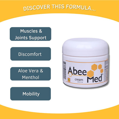 AbeeMed Cream Bee Venom Apitoxin for Aches - Menthol - Histamine DHCL - Bee Polen - Chamomile - Support for Neck and Backache - Supports Joint & Muscle Discomfort - Sprains, Bruises and Strains V2 ABEE MEDBuy Supplements Australia