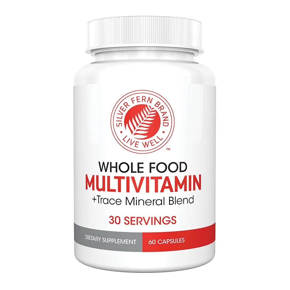 Silver Fern Whole Food Daily Multi Vitamin w/Trace Mineral Blend Supplement - 1 Bottle - 60 Vegicaps - 30 Day Supply - Natural Silver Fern