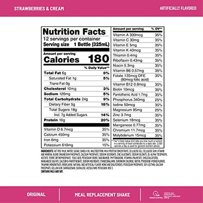 SlimFast Meal Replacement Shake, Original Strawberries & Cream, 10g of Ready to Drink Protein SlimFastBuy Supplements Australia
