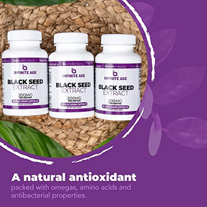 INFINITE AGE Dry Organic Black Seed Oil Extract Capsules - Nigella Sativa Seed Extract INFINITE AGEBuy Supplements Australia