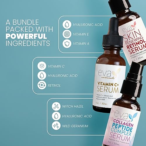 Eva Naturals Anti-Aging Serum Bundle - Vitamin C Serum, Hyaluronic Acid Serum Eva NaturalsBuy Supplements Australia