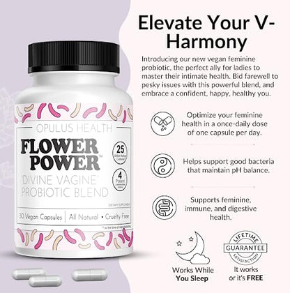 Flower Power 'Divine Vagine' Blend - 30 ct for Balance Urinary Tract Infection, V Health Support for Women Flower PowerBuy Supplements Australia