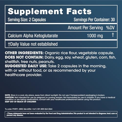 ProHealth Calcium AKG Longevity (Alpha Ketoglutarate) (1,000 mg per 2 Capsule Serving ProHealthBuy Supplements Australia