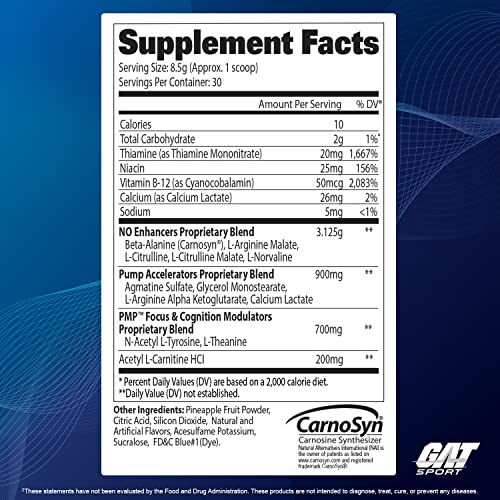 GAT SPORT PMP (Peak Muscle Performance), Pre-Workout, 30 Servings (Blue Raspberry GAT SPORTBuy Supplements Australia