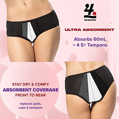 4period High Absorbency for Heavy Flow Period Panties; Leakproof, for Teens and Women (3 Black, X-Large) 4periodBuy Supplements Australia