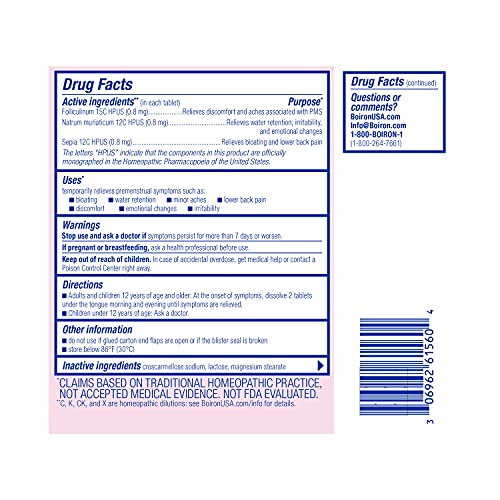 Boiron Cyclease PMS Relief Tablets for Symptoms from PMS of Bloating, Aches, Mood Swings, and Irritability BoironBuy Supplements Australia