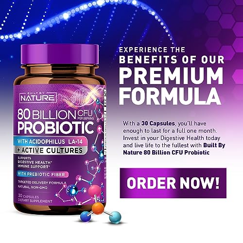 80 Billion CFU Probiotic - Daily Digestive Gut Health Supplement for Men & Women Built by NatureBuy Supplements Australia