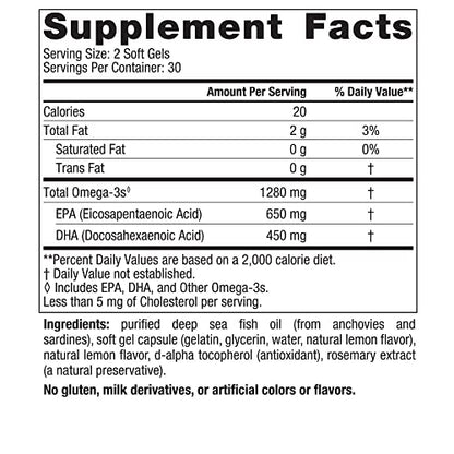 Nordic Naturals Ultimate Omega, Lemon Flavor - 60 Soft Gels - 1280 mg Omega-3 Nordic NaturalsBuy Supplements Australia
