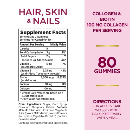 Nature's Bounty Optimal Solutions Hair, Skin & Nails with Biotin and Collagen, Citrus-Flavored Nature's BountyBuy Supplements Australia