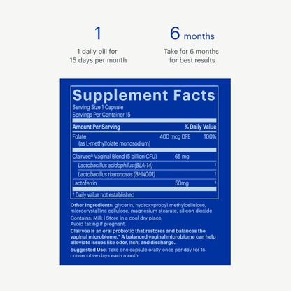 Bonafide Clairvee Vaginal Probiotic – Hormone-Free, Drug-Free Relief from Odor, Vaginal Itching and Discharge – Balances Vaginal pH Levels – 90 Day Supply (45 Capsules) BonafideBuy Supplements Australia
