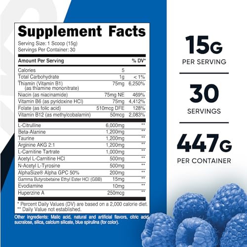 Nutricost Stim-Free Pre-Workout, 30 Servings (Blue Raspberry) - Caffeine Free, Stimulant NutricostBuy Supplements Australia