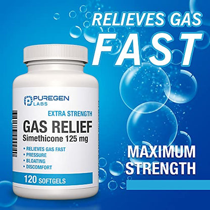 P Puregen Labs Extra Strength Gas Relief Softgels with Simethicone 125 mg P Puregen LabsBuy Supplements Australia