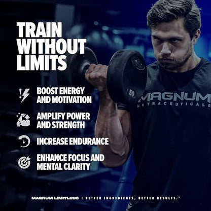 LIMITLESS Magnum 504g - Muscle Workout Powder, Sport Pre Workout for Men and Women, May Assist & Support Increase Energy, Focus, and Endurance - Peach Mango Rush