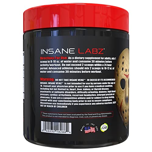 Insane Labz Insane Veinz Non Stimulant NO Enhancing Powder, Nitric Oxide Booster Insane LabzBuy Supplements Australia