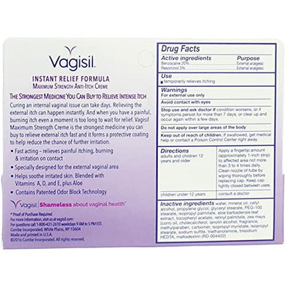 Vagisil Maximum Strength Anti-Itch Creme 1 oz (Pack of 3) VagisilBuy Supplements Australia