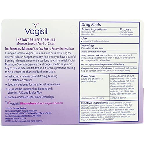 Vagisil Maximum Strength Anti-Itch Creme 1 oz (Pack of 2) VagisilBuy Supplements Australia