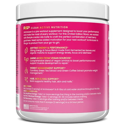 RSP NUTRITION AminoLean Pre Workout x Alix Earle Berry Alixir, Clean Energy with No Jitters RSP NUTRITIONBuy Supplements Australia