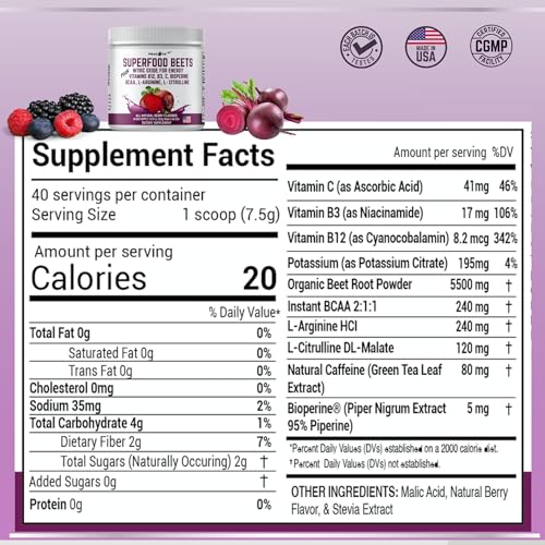 Peacock Max Superfoods Blend Immunity Support Vegan Gluten Free (Beets Nitric Oxide B12 Powder, 1 Pack)