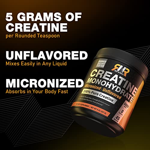 Rep N Roll Micronized Creatine Powder, 45 Serv., Creatine Monohydrate 5000 MG Rep N RollBuy Supplements Australia