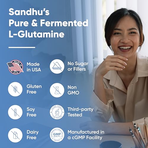 Sandhu's L-Glutamine - 100 Servings -Made in USA -500 Gram- Non-GMO- Amino Sandhu'sBuy Supplements Australia